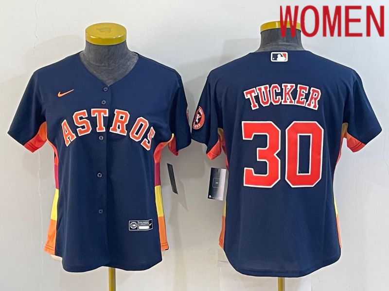 Women Houston Astros 30 Tucker Blue Game Nike 2022 MLB Jerseys